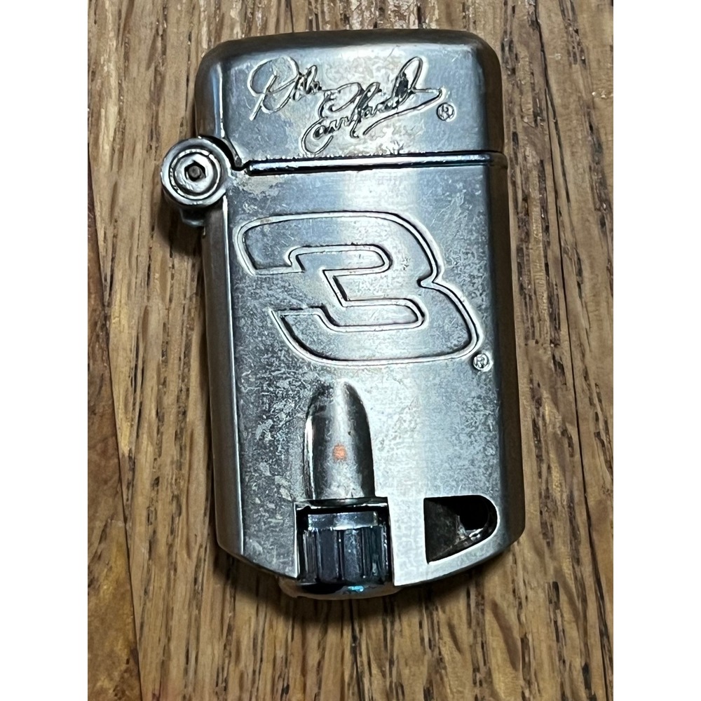 Vintage Dale Earnhardt Sr 3 Signature Silver Tone Flip Top Lighter NASCAR Racing